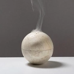 THE PLANT SOCIETY All Homewares Travertine Sphere Incense Burner By Addition Studio