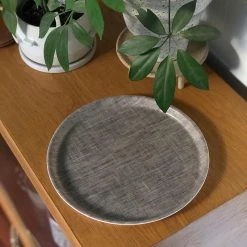 THE PLANT SOCIETY ONLINE OUTPOST Linen Coated Round Tray By Fog Linen All Homewares
