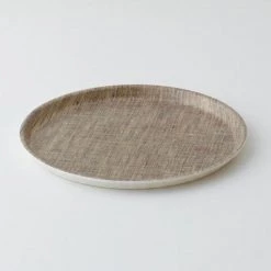THE PLANT SOCIETY ONLINE OUTPOST Linen Coated Round Tray By Fog Linen All Homewares
