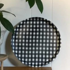 THE PLANT SOCIETY ONLINE OUTPOST Linen Coated Round Tray By Fog Linen All Homewares