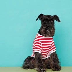 THE PLANT SOCIETY All Homewares David Stripped Dog T-Shirt In Red By The Painter's Wife