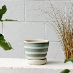 THE PLANT SOCIETY ONLINE OUTPOST Blue Horizontal Stripe Wood Fired Planters By Sandra Bowkett All Planters 8 THE PLANT SOCIETY ONLINE OUTPOST Blue Horizontal Stripe Wood Fired Planters By Sandra Bowkett All Planters